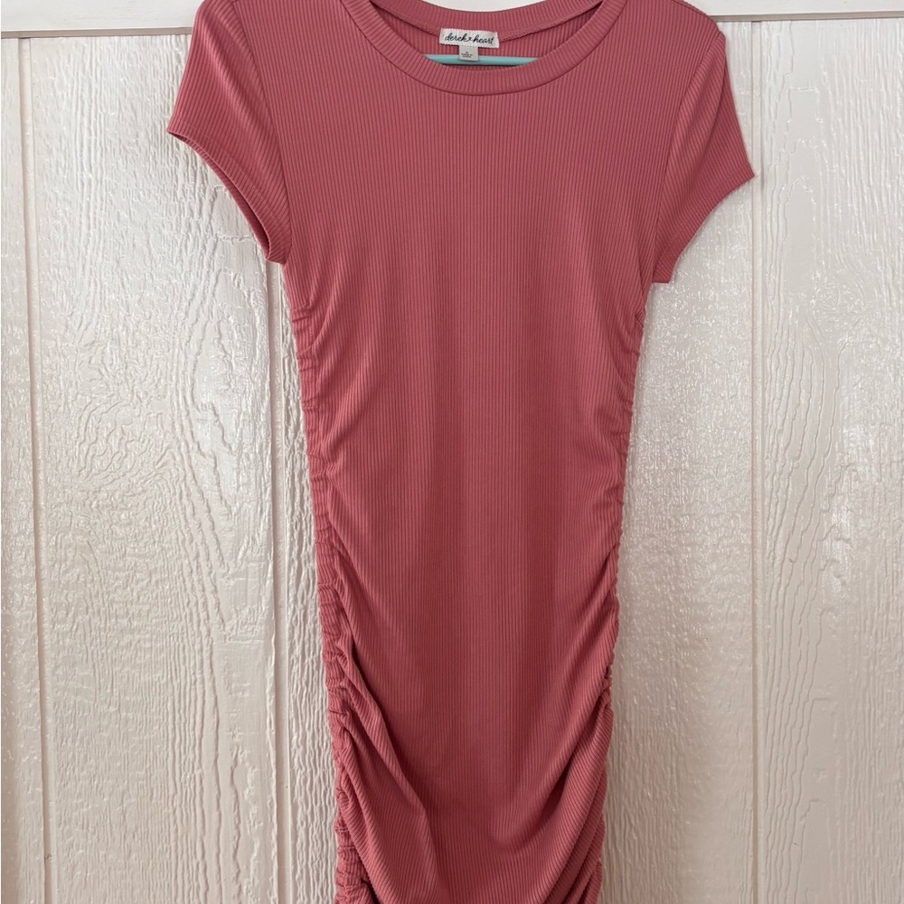 Derek Heart Pink Ruched Mini Dress